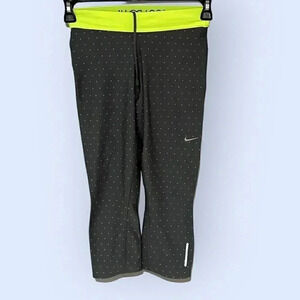 Nike Dri Fit size XS VGUC fun grey leggings with polka dots and neon waistband